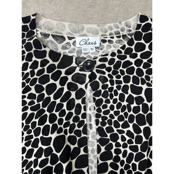 Chaus Animal Print Sweater Sz Large Petite Silk Blend 3/4 Sleeve Layering Top - Picture 3 of 6